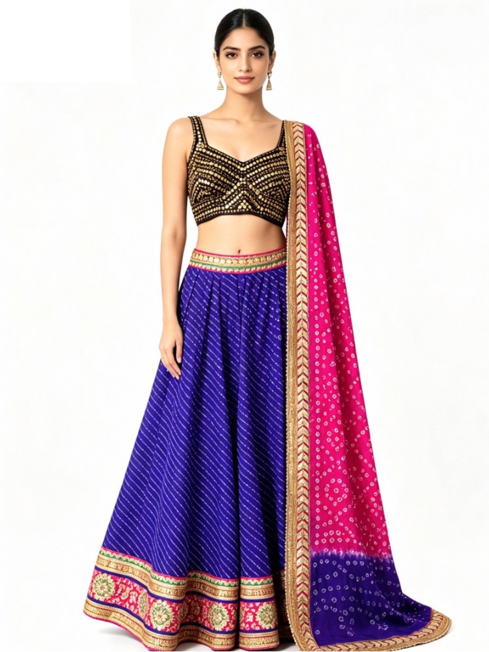 Royal Blue & Pink Navratri Chaniya Choli - Festive Diwali Set